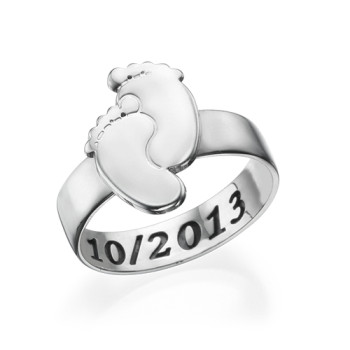 Engraved Baby Feet Ring