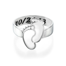 Engraved Baby Feet Ring