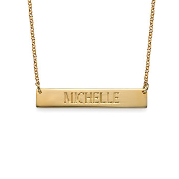 Engraved Bar Necklace in Gold Plating	