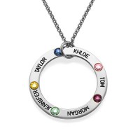 Engraved Birthstone Necklace for Mum	