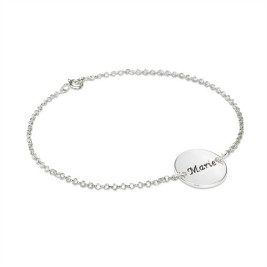 Engraved Disc Bracelet/Anklet In Sterling Silver