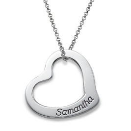 Engraved Floating Heart Necklace	