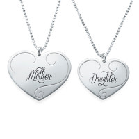 Engraved Heart Pendants - Mother Daughter Jewellery	