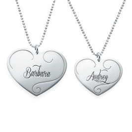 Engraved Heart Pendants - Mother Daughter Jewellery	