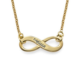 Engraved Infinity Necklace in 18ct Gold Plating	