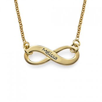 Engraved Infinity Necklace in 18ct Gold Plating	