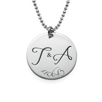 Engraved Initial Necklace with Special Date	