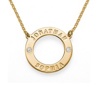 Engraved Karma Necklace with Two Crystals	
