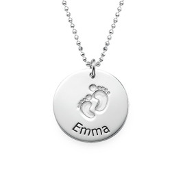 Engraved Silver Baby Steps Necklace	