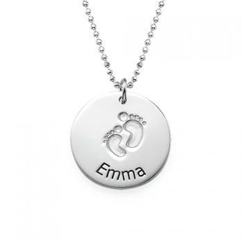 Engraved Silver Baby Steps Necklace	