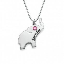 Engraved Silver Elephant Necklace	