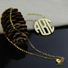 18ct Gold Plated Block Monogram Pendant Necklace