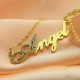 18ct Gold Plated Script Name Necklace-Initial Full Birthstone