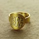 Engraved 18ct Gold Plated Script Monogram Itnitial Ring