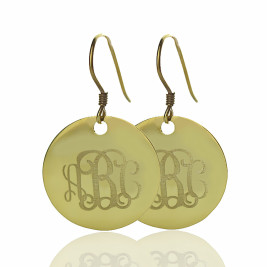 Disc Signet Monogram Earrings In Gold