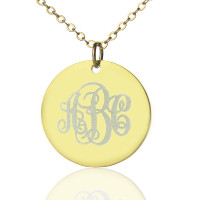 Disc Script Monogram Necklace 18ct Gold Plated