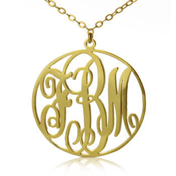 18ct Gold Plated Circle Initial Monogram Necklace