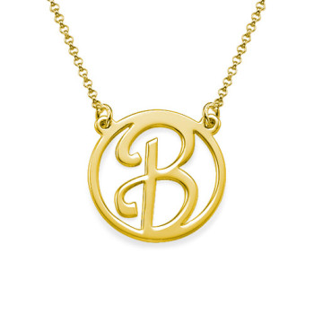 18k Gold Plated Cut Out Initial Necklace	