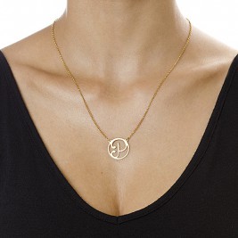 18k Gold Plated Cut Out Initial Necklace	