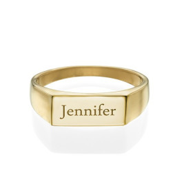 Gold Plated Engraved Signet Ring