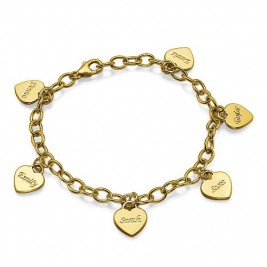 18k Gold Plated Heart Charm Mothers Bracelet/Anklet