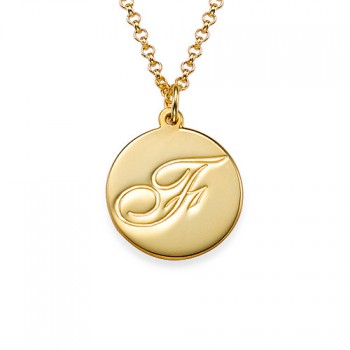 18ct Gold Plated Initial Pendant with Script Font	