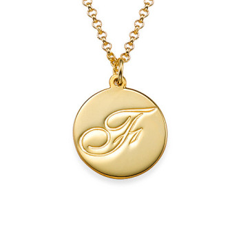 18ct Gold Plated Initial Pendant with Script Font	