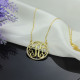 18ct Gold Plated Circle Birthstone Monogram Necklace