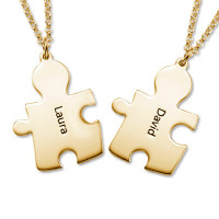 18CT Gold Plated Personalised Couple's Puzzle Necklace	