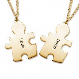 18CT Gold Plated Personalised Couple's Puzzle Necklace	
