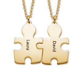 18CT Gold Plated Personalised Couple's Puzzle Necklace	