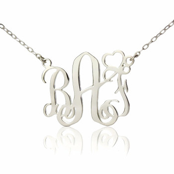 Personalised Initial Monogram Necklace 18ct White Gold Plated With Heart