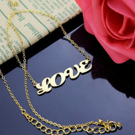 Solid Gold 18ct Capital Puff Font Name Necklace