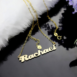 Personalised 18ct Solid Gold Puff Font Name Necklace