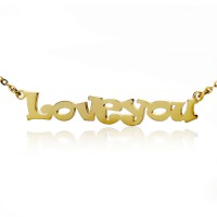 Cute Cartoon Ravie Font 18ct Gold Plated Name Necklace