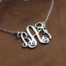 Personalised Initial Monogram Necklace 18ct White Gold Plated With Heart