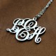 Personalised Vine Font Initial Monogram Necklace 18ct White Gold Plated