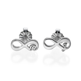 Infinity Stud Earrings with Initial