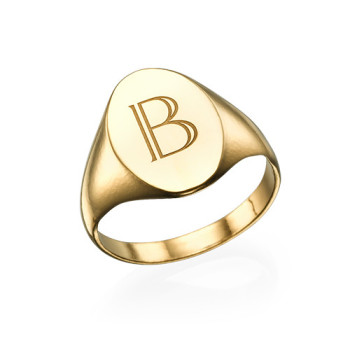 Initial Signet Ring - 18ct Gold Plated