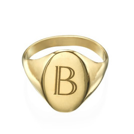 Initial Signet Ring - 18ct Gold Plated