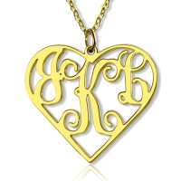 18ct Gold Plated Silver 925 Initial Monogram Personalised Heart Necklace-Single Hook