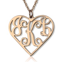 Solid Rose Gold 18ct Initial Monogram Personalised Heart Necklace