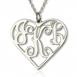 Sterling Silver Initial Monogram Personalised Heart Necklace