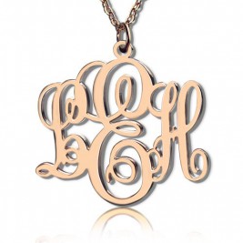 Personalised Vine Font Initial Monogram Necklace 18ct Rose Gold Plated
