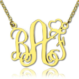 Personalised Initial Monogram Necklace With Heart 18ct Gold Plated