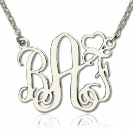 Personalised Initial Monogram Necklace With Heart Srerling Silver