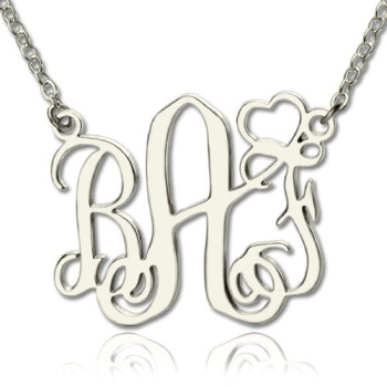 Personalised Initial Monogram Necklace With Heart Srerling Silver