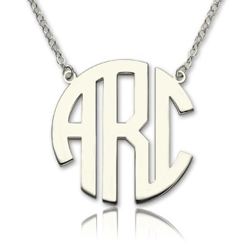 Sterling Silver Block Monogram Pendant Necklace