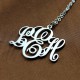 Personalised Vine Font Initial Monogram Necklace Sterling Silver