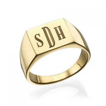 Monogrammed Signet Ring - 18ct Gold Plated	